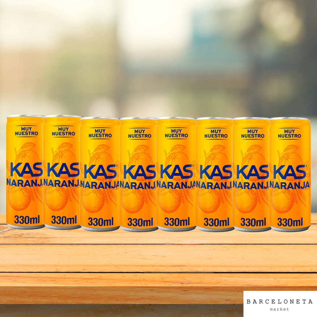 8 cans of Kas Naranja Soda